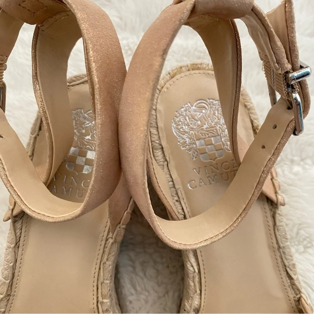 Vince Camuto Rose Gold Espadrilles Wedge Sandals Size 9.5